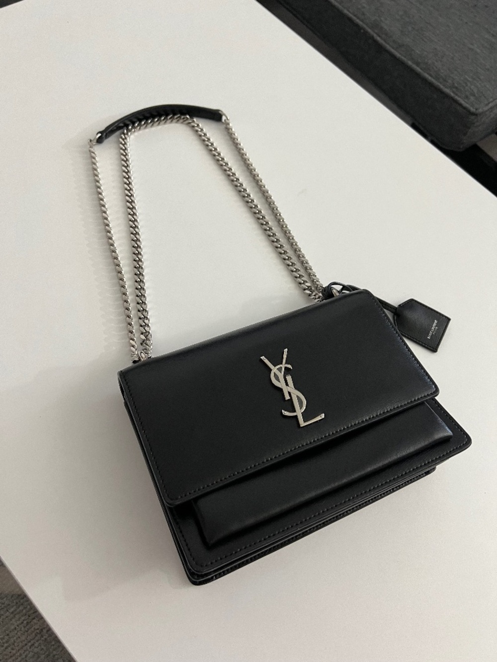 Saint Laurent YSL Sunset Bag Black Silver
